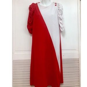 1980s Geometric Polka Dot Dress